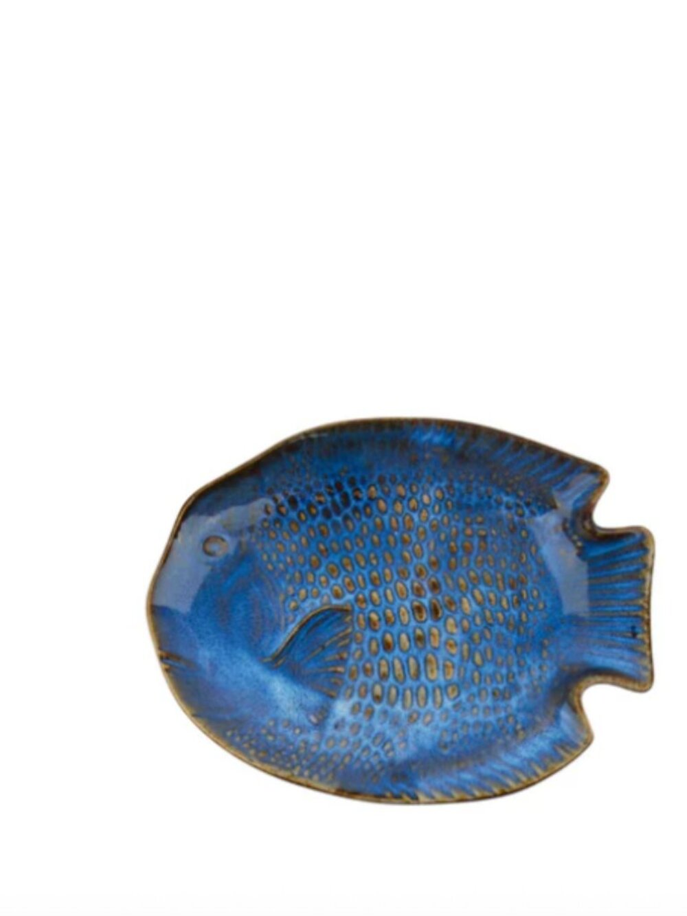 Kotobuki Styel Vintage Ceramic Ocean Blue Fish Sushi Plate 9.5"x7.5" Set 4
